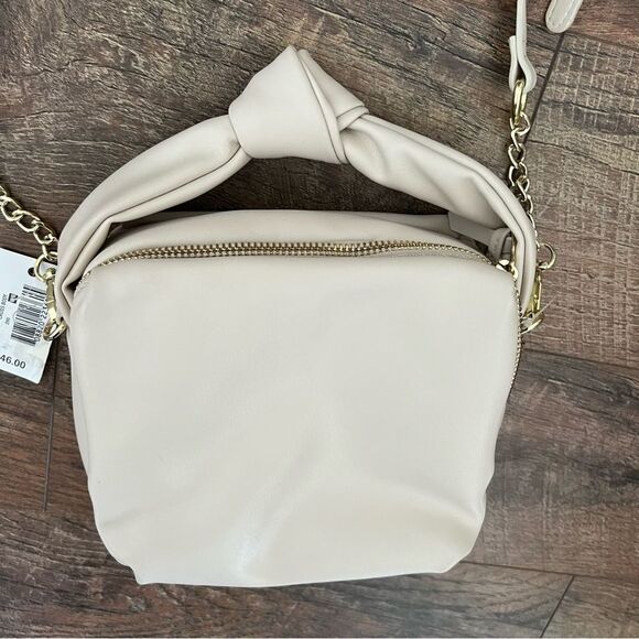 NWT🏷 Cream bag w/gold accents, short & long handles 2 compartments, CHIC! - Picture 7 of 14